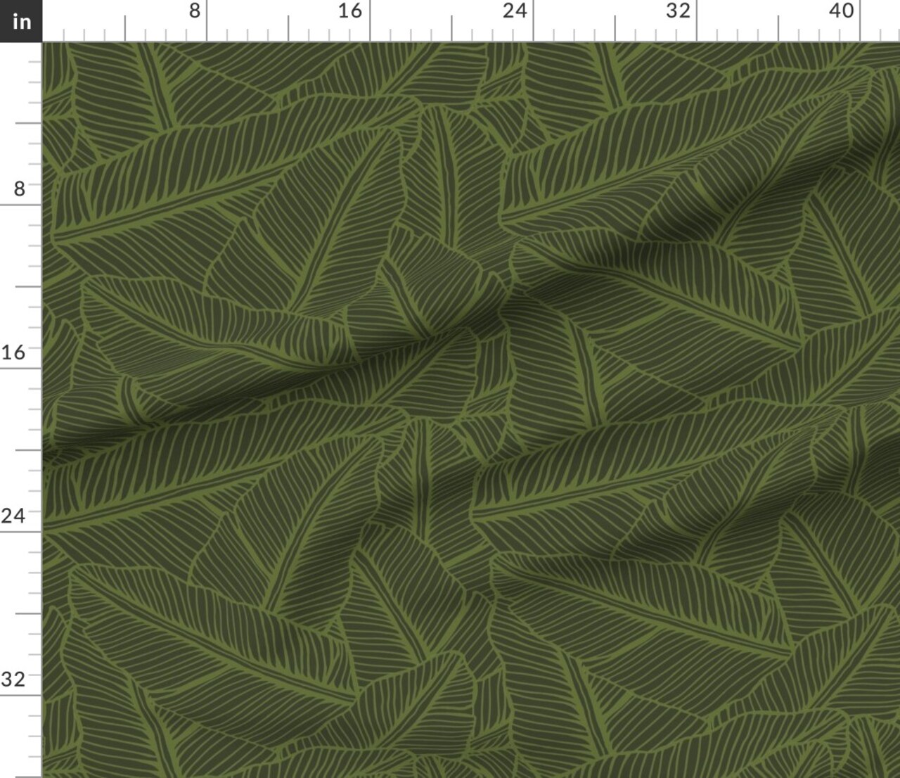 Various Fabrics by the Yard or Fat Quarter Tropical Leaf Dark Green Jungle Summer Banana Large Scale Custom Printed Fabric by Spoonflower